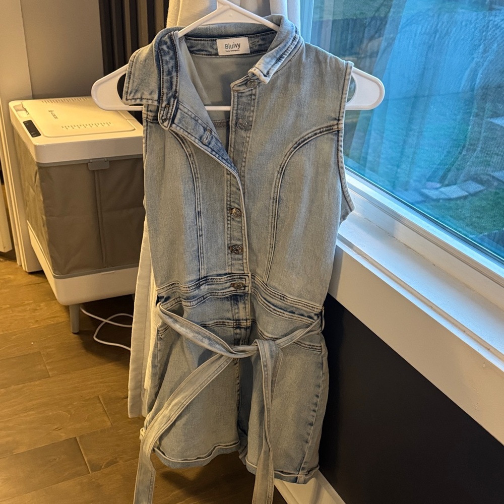 Light Blue Denim Sleeveless Romper